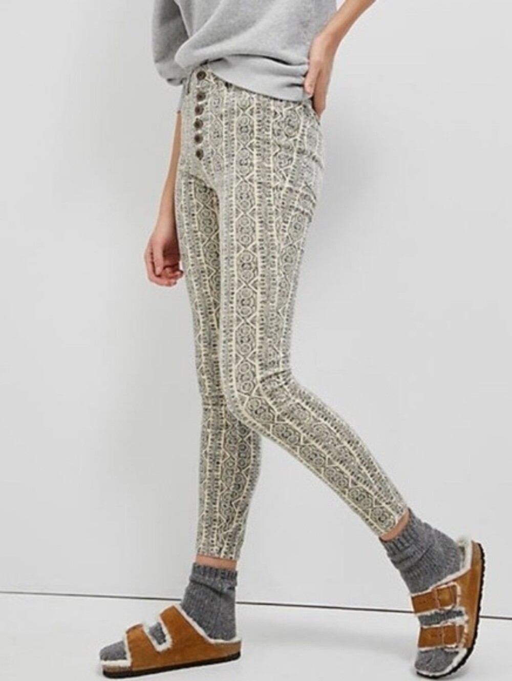 PILCRO by ANTHROPOLOGIE High Rise Button Fly Skinny Corduroy Pants Size 26